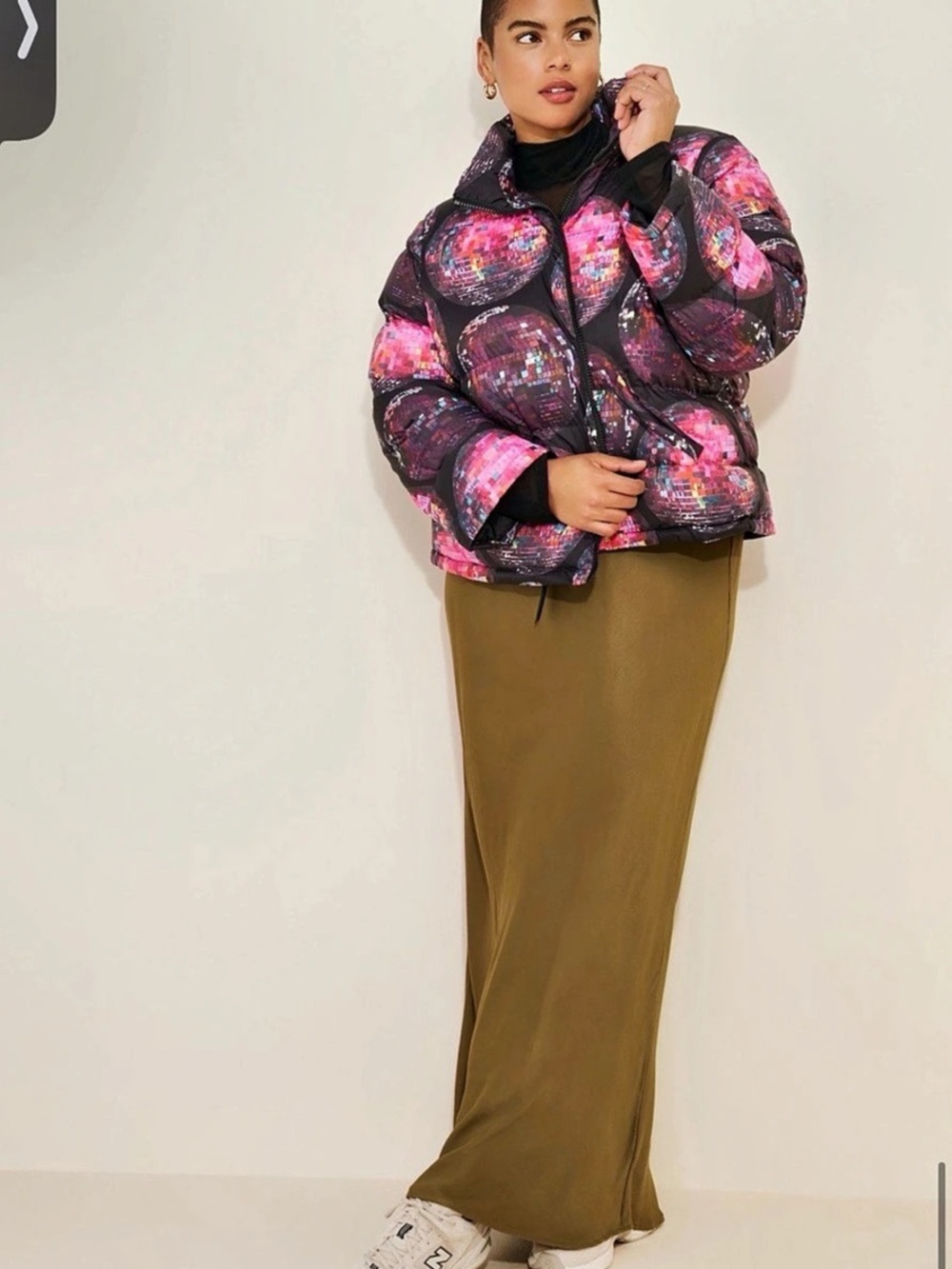 Rachel Antonoff Parker Puffer Disco Jacket Black & Pink Medium